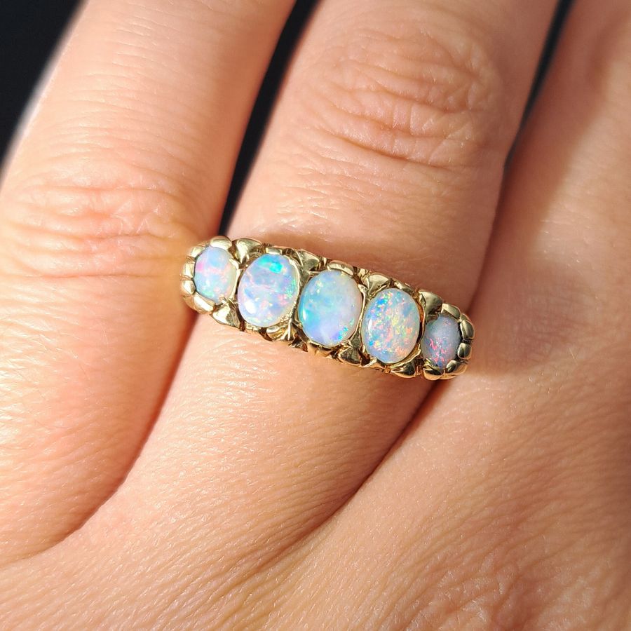 Antique The Vintage 1994 Five Opal Scroll Ring