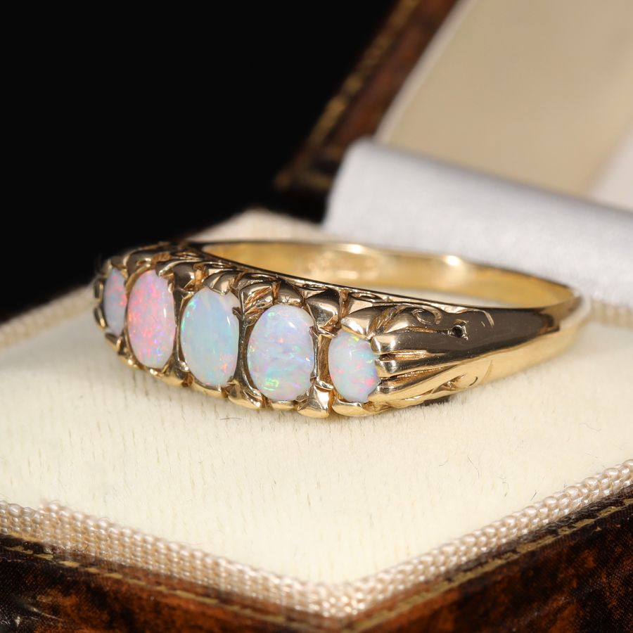 Antique The Vintage 1994 Five Opal Scroll Ring