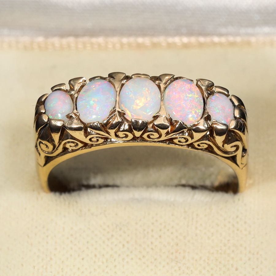 Antique The Vintage 1994 Five Opal Scroll Ring