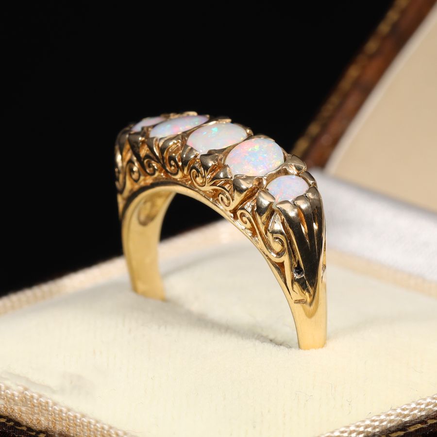 Antique The Vintage 1994 Five Opal Scroll Ring