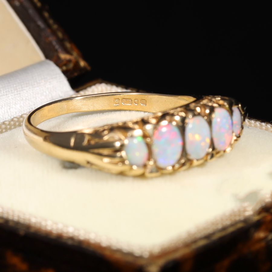 Antique The Vintage 1994 Five Opal Scroll Ring