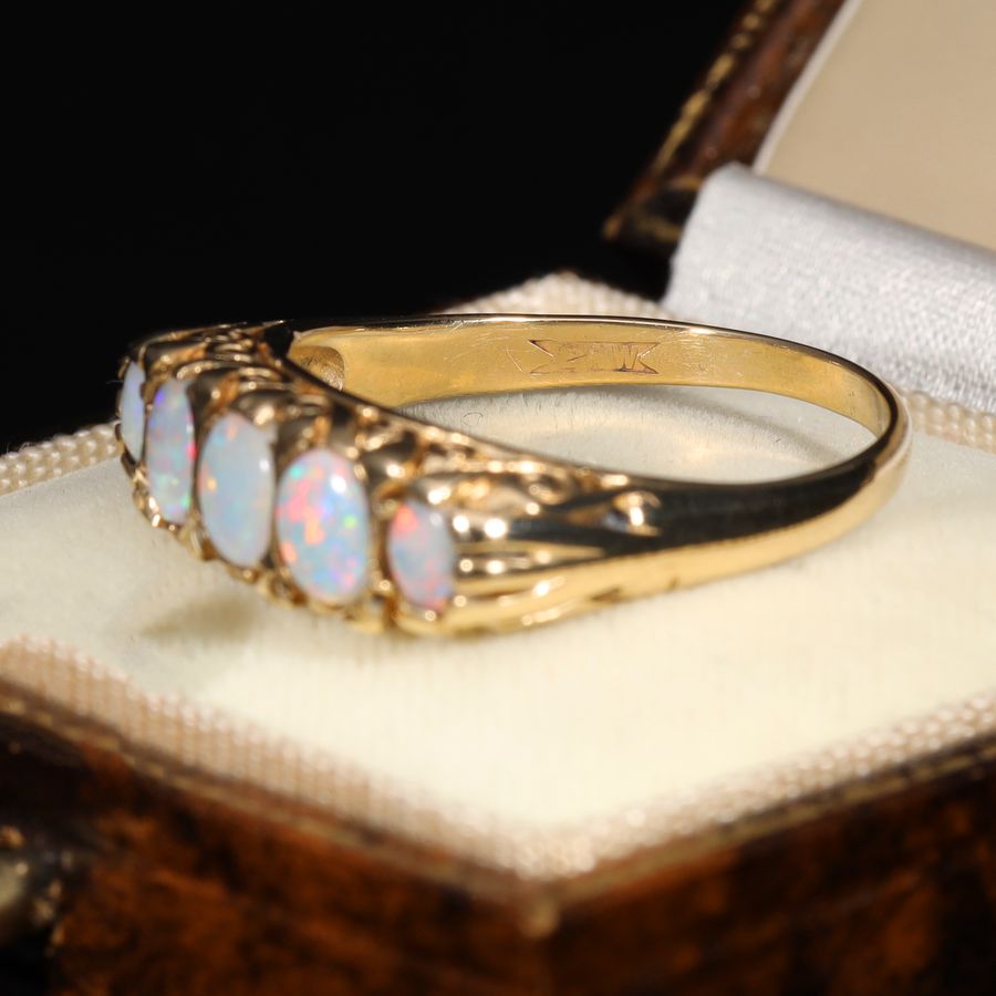 Antique The Vintage 1994 Five Opal Scroll Ring