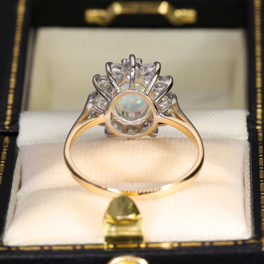 Antique The Vintage Synthetic Opal and Paste Cluster 9ct Gold Cluster Ring