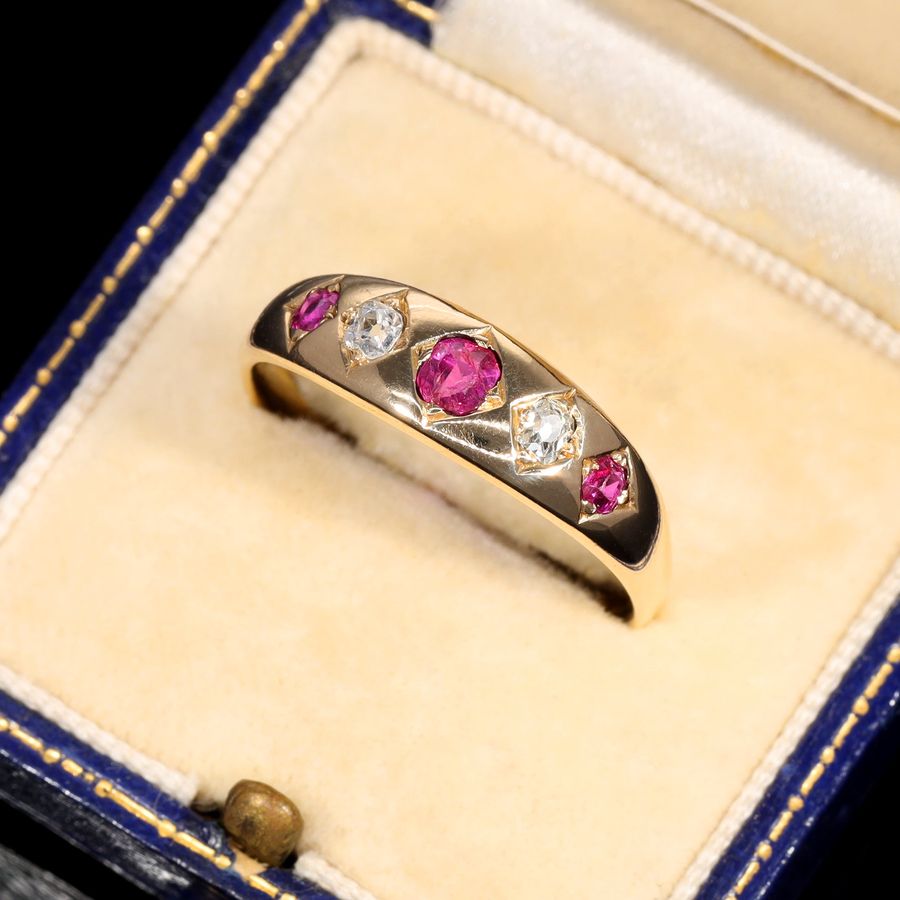 Antique The Antique 1877 Ruby and Old Cut Diamond Classic Ring