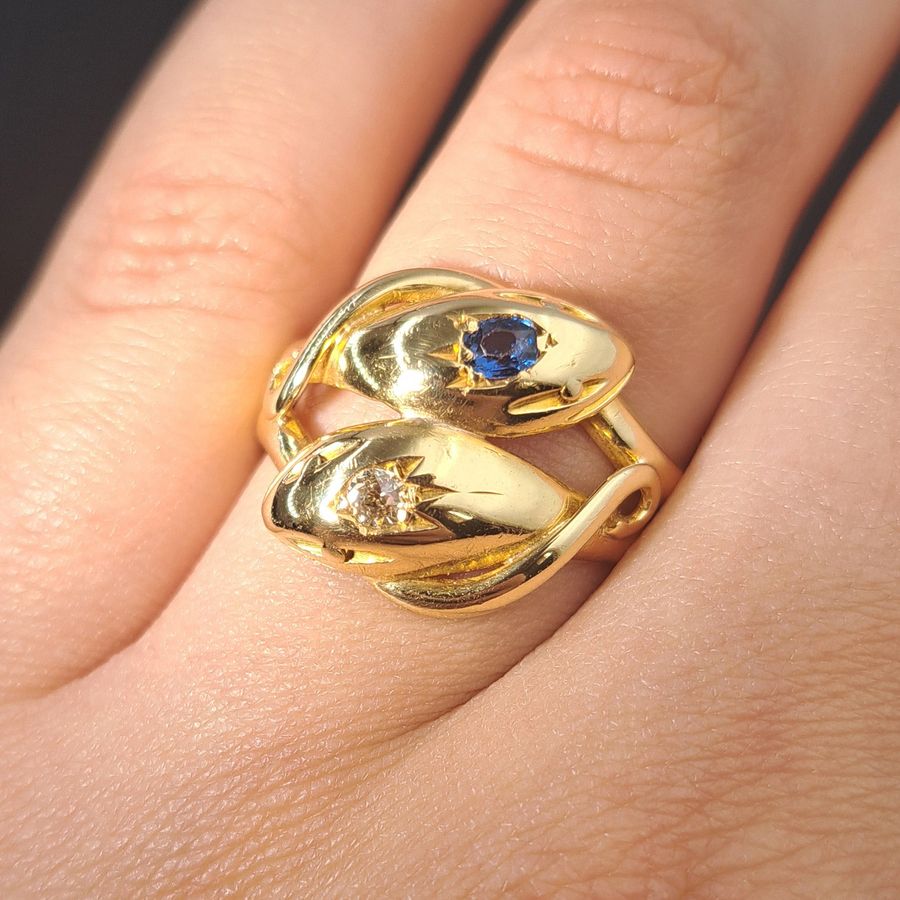 Antique The Antique 1903 Sapphire and Diamond Snake Ring