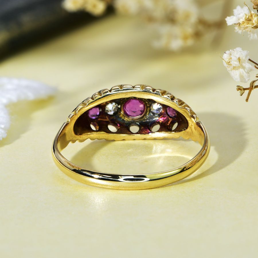 Antique The Antique 1908 Edwardian Ruby and Eight Cut Diamond Ring