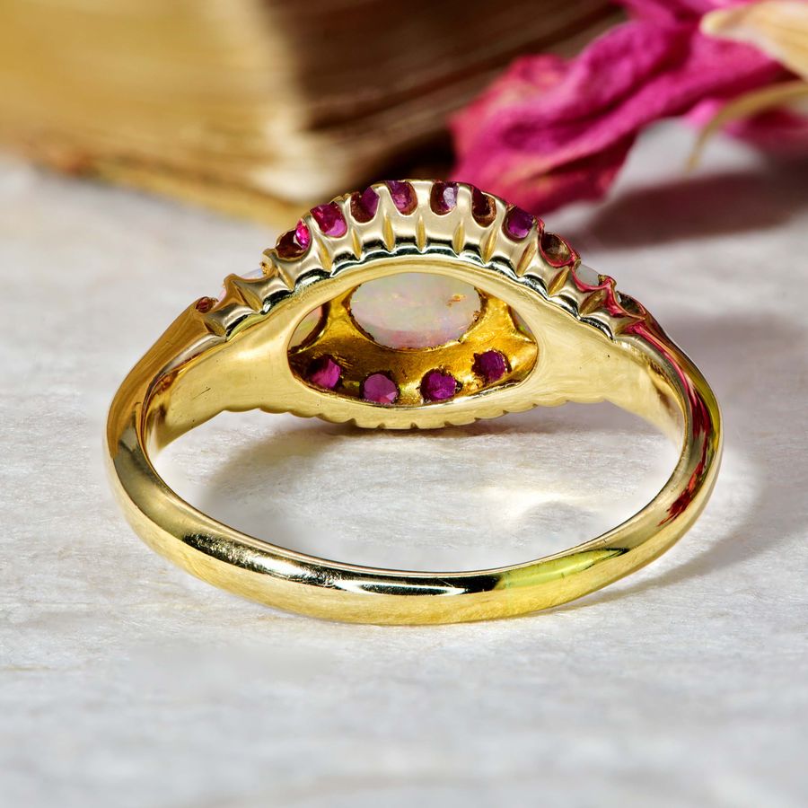 Antique The Antique 1911 Opal and Ruby Magical Ring