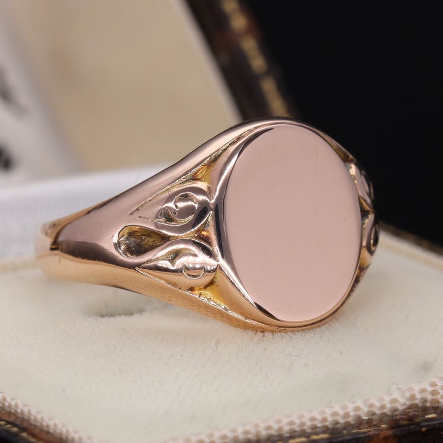 Antique The Antique 1912 Oval Rose Gold Signet Ring