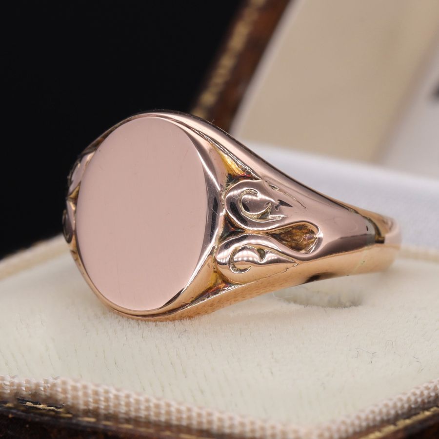 Antique The Antique 1912 Oval Rose Gold Signet Ring