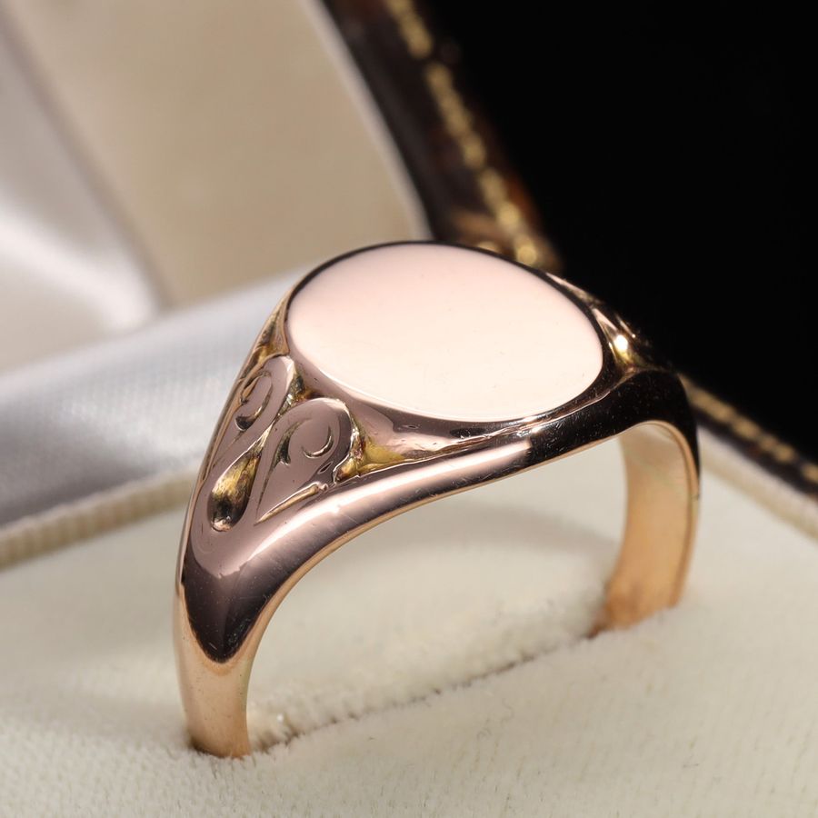 Antique The Antique 1912 Oval Rose Gold Signet Ring