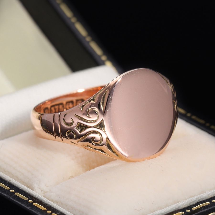 Antique The Antique 1917 Rose Gold Oval Signet Ring