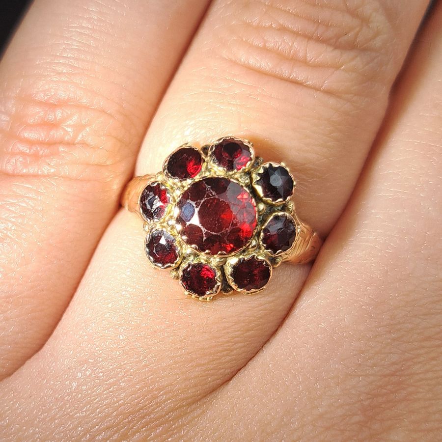 Antique The Antique Edwardian Bohemian Garnet Cluster Ring