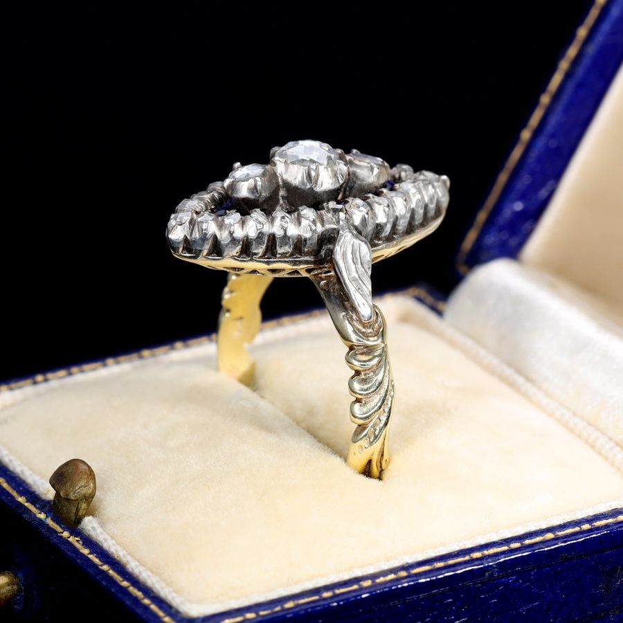 Antique The Antique Georgian Rose Cut Diamond Navette Ring