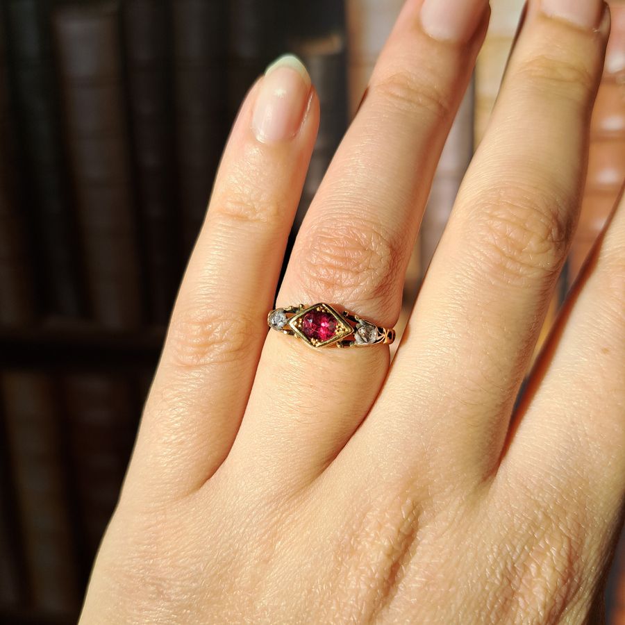 Antique The Antique Georgian Ruby and Rose Cut Diamond Ring