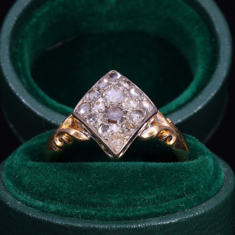 Antique The Antique Rose Cut Diamond and Zircon Cluster Ring