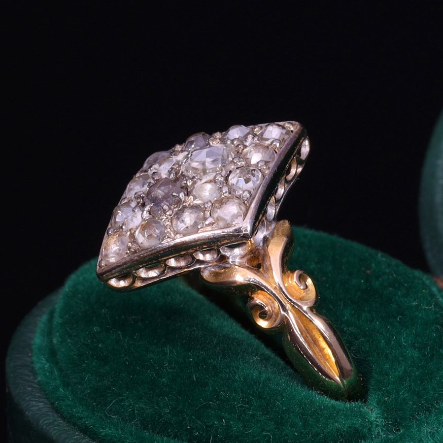 Antique The Antique Rose Cut Diamond and Zircon Cluster Ring