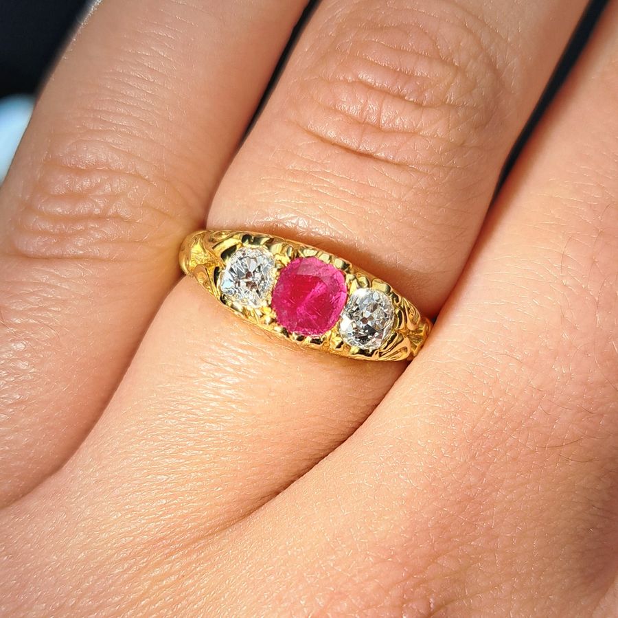 Antique The Antique Victorian 1876 Ruby and Old Cut Diamond Magnificent Ring