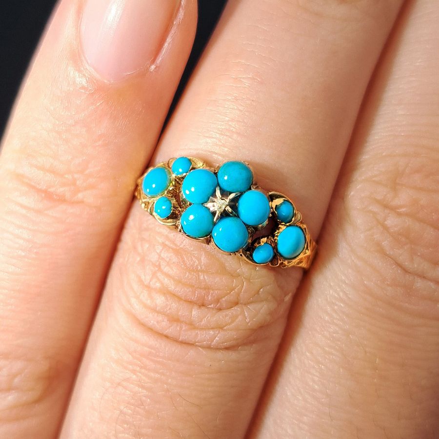 Antique The Antique Victorian Gold and Turquoise Forget-Me-Not Ring