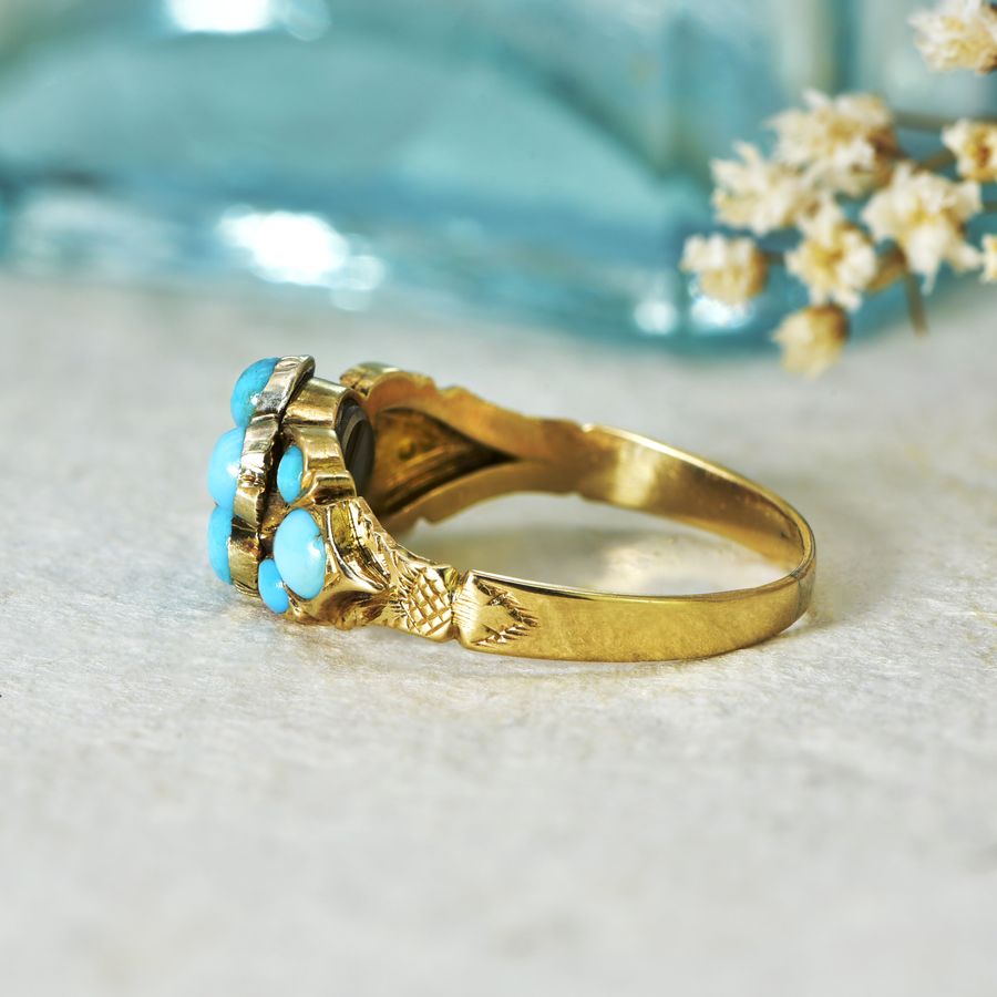 Antique The Antique Victorian Gold and Turquoise Forget-Me-Not Ring