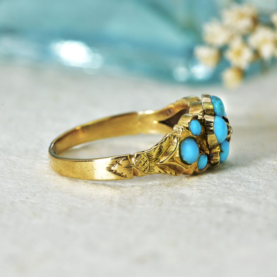 Antique The Antique Victorian Gold and Turquoise Forget-Me-Not Ring