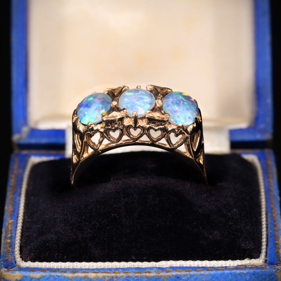 Antique The Vintage 1989 Three Opal Romance Ring