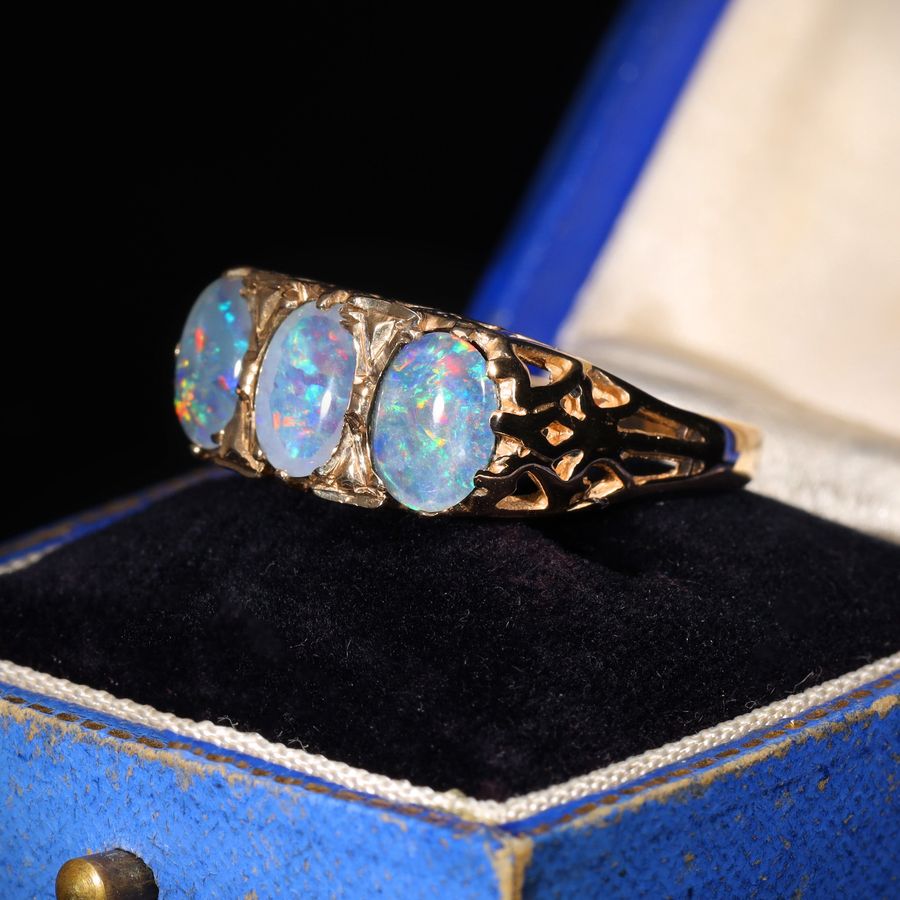 Antique The Vintage 1989 Three Opal Romance Ring