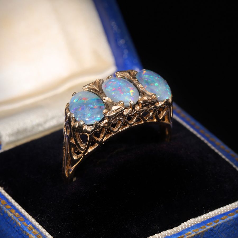 Antique The Vintage 1989 Three Opal Romance Ring