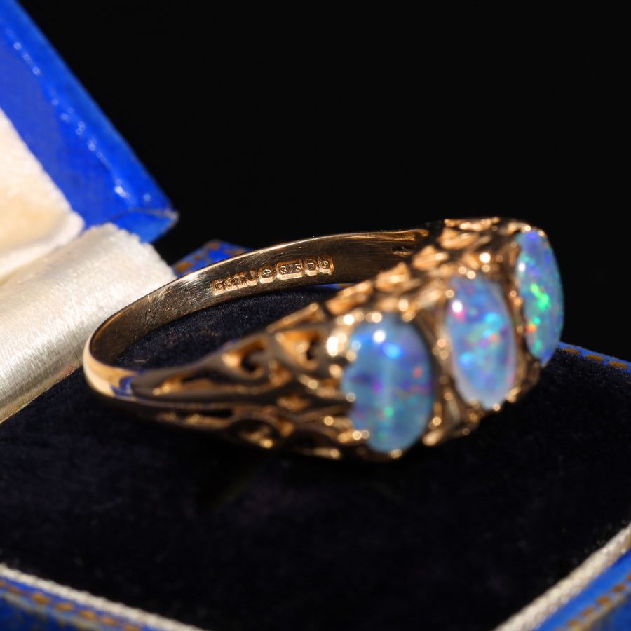 Antique The Vintage 1989 Three Opal Romance Ring