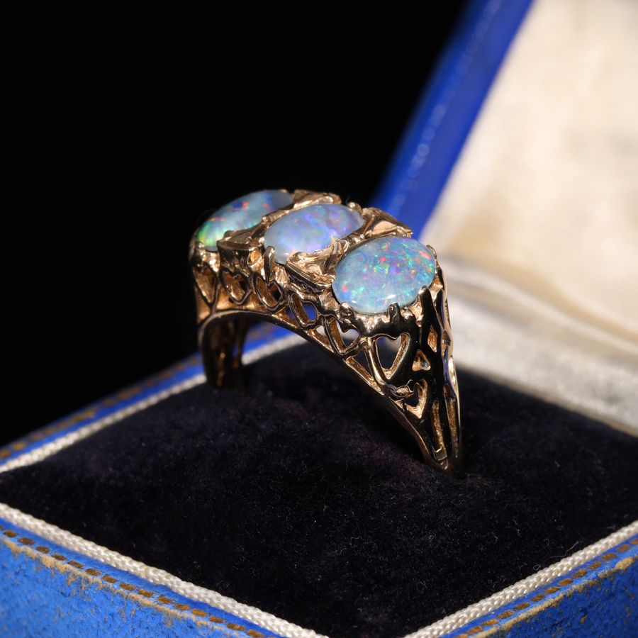 Antique The Vintage 1989 Three Opal Romance Ring