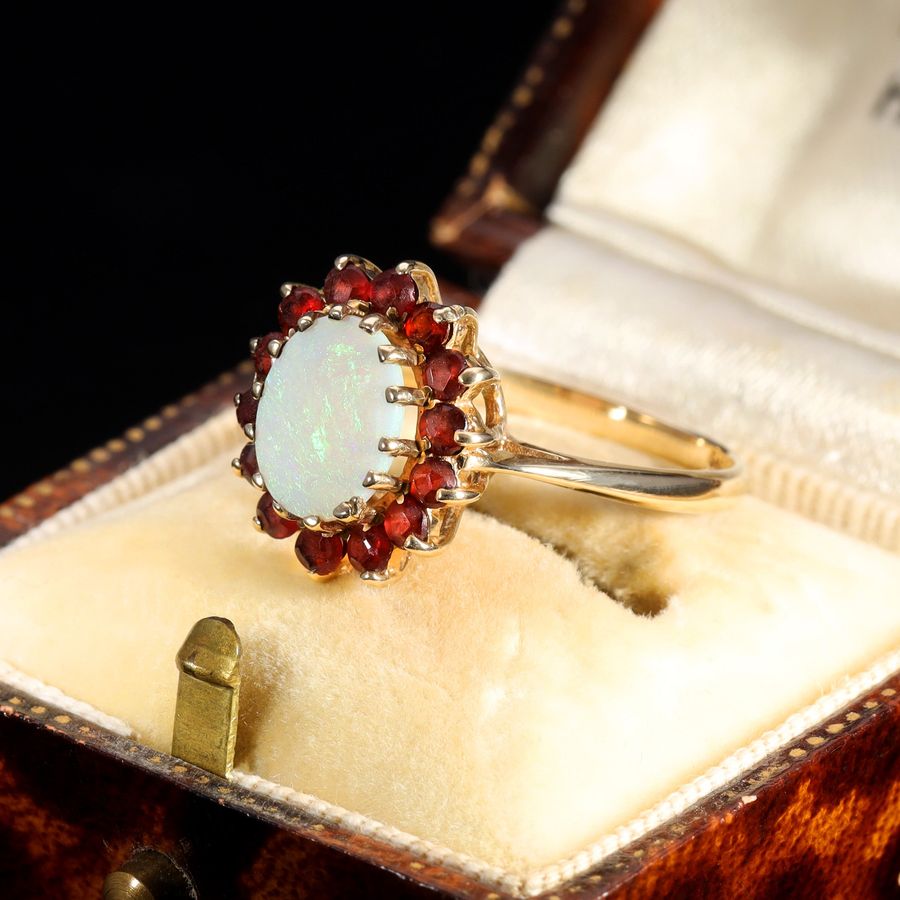 Antique The Vintage 1992 Garnet and Opal Ring