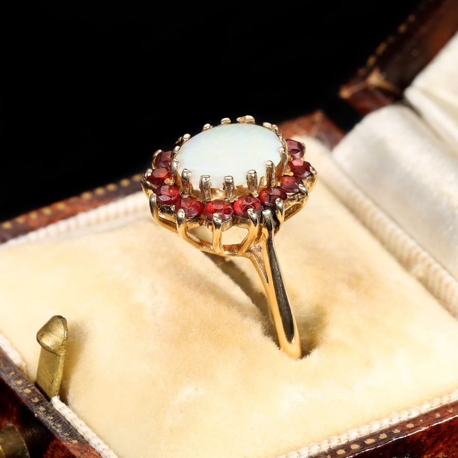 Antique The Vintage 1992 Garnet and Opal Ring