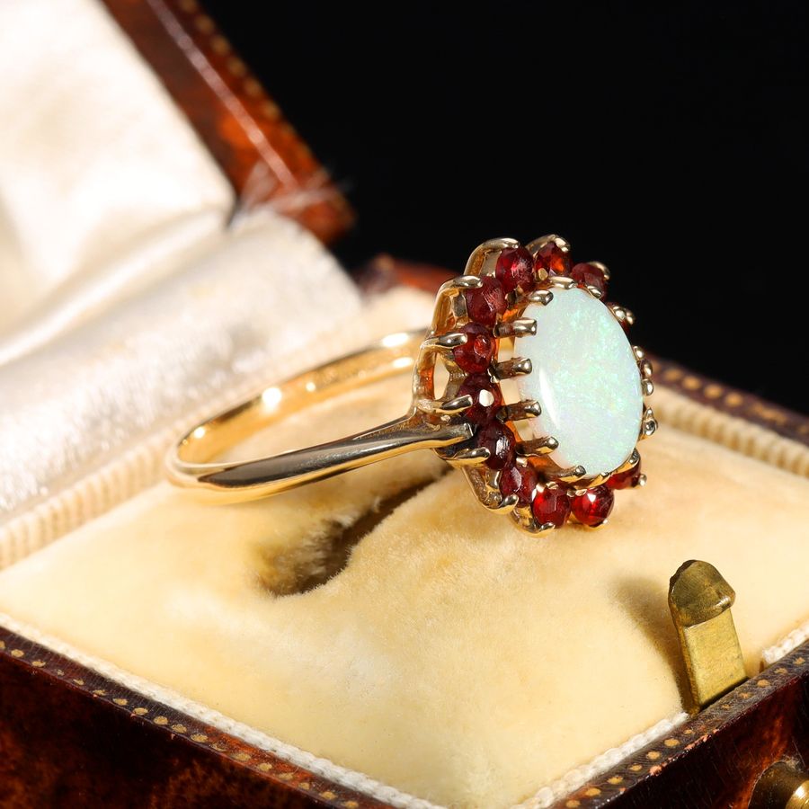 Antique The Vintage 1992 Garnet and Opal Ring