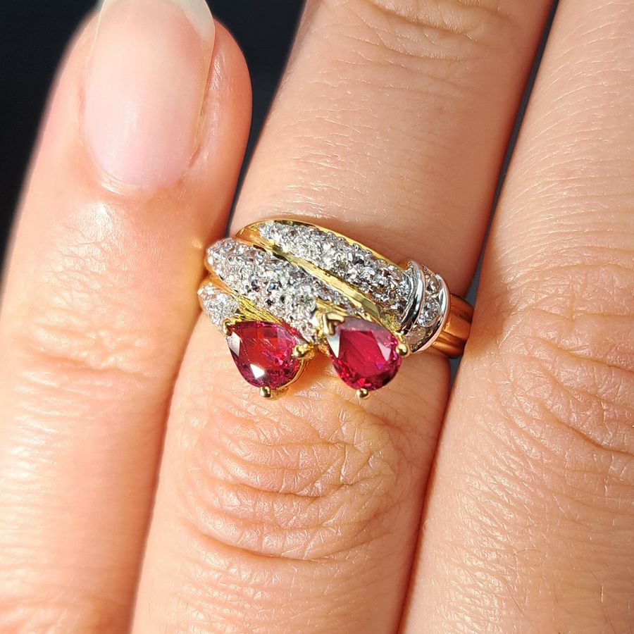 Antique The Vintage Ruby and Diamond Claw Ring