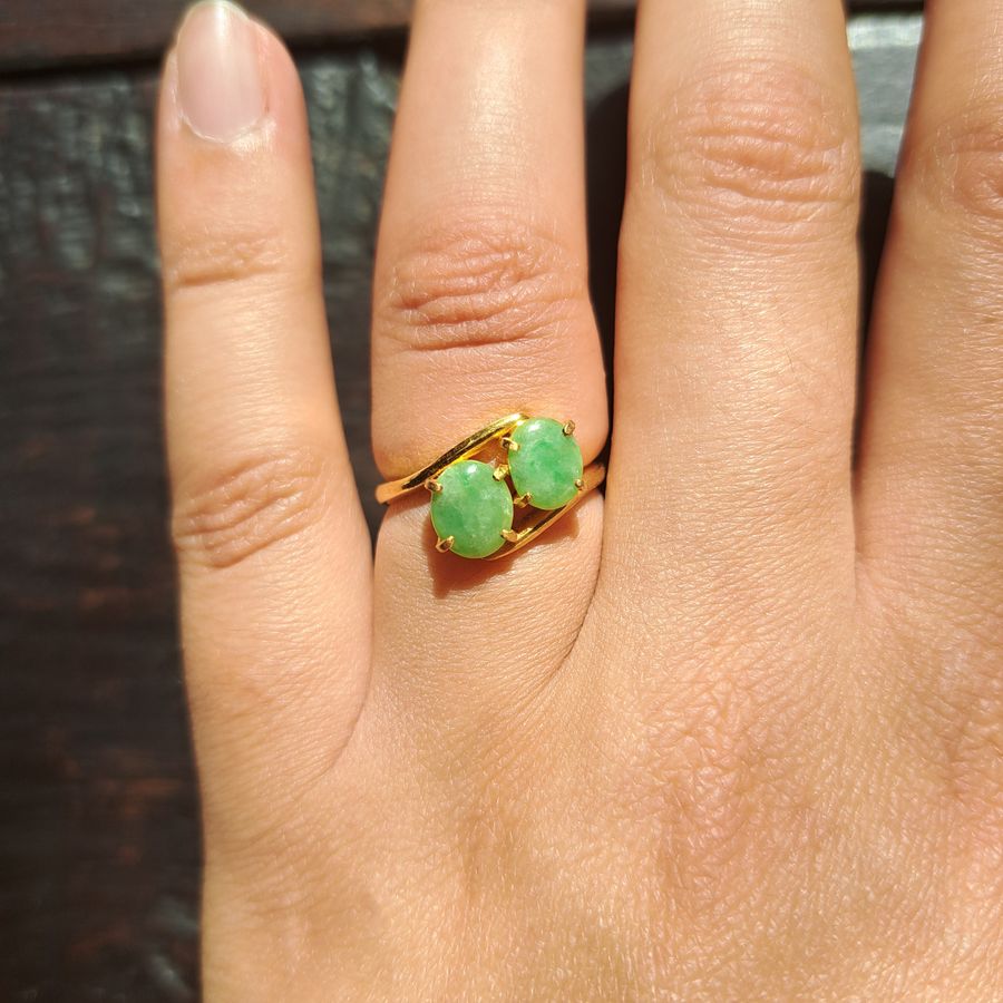 Antique The Vintage Two Stone Jadeite Verdant Ring