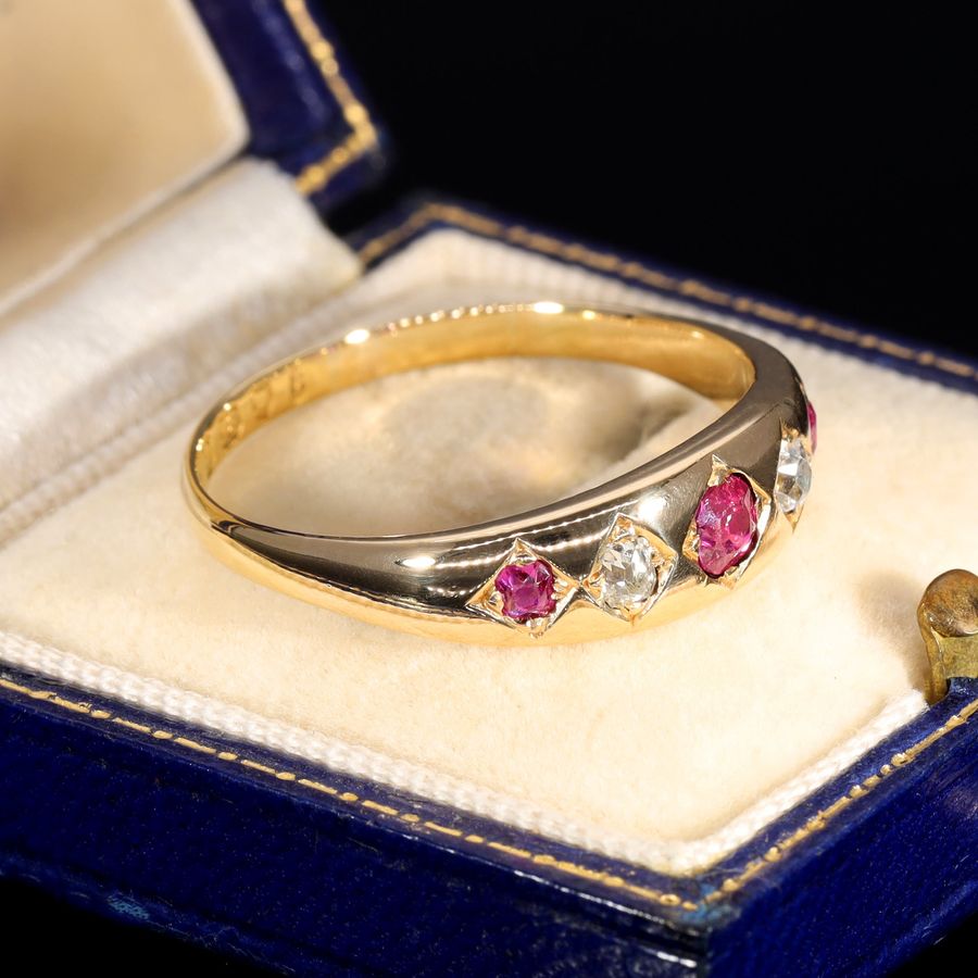 Antique The Antique 1877 Ruby and Old Cut Diamond Classic Ring