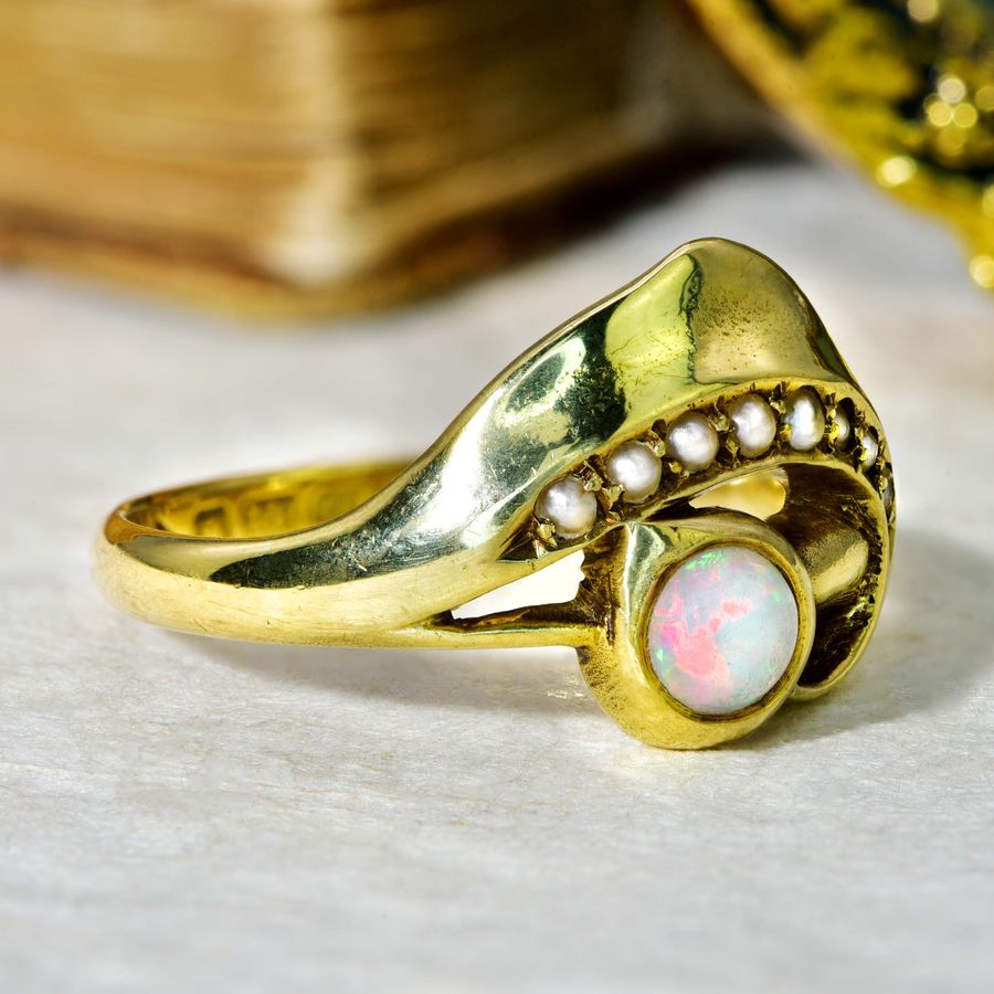 Antique The Antique 1901 Opal and Pearl Abstract Ring