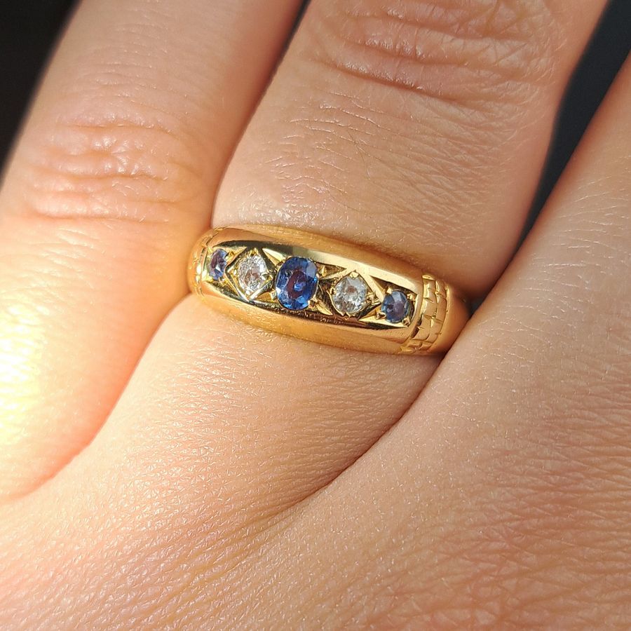 Antique The Antique 1913 Five Stone Sapphire and Diamond Ring