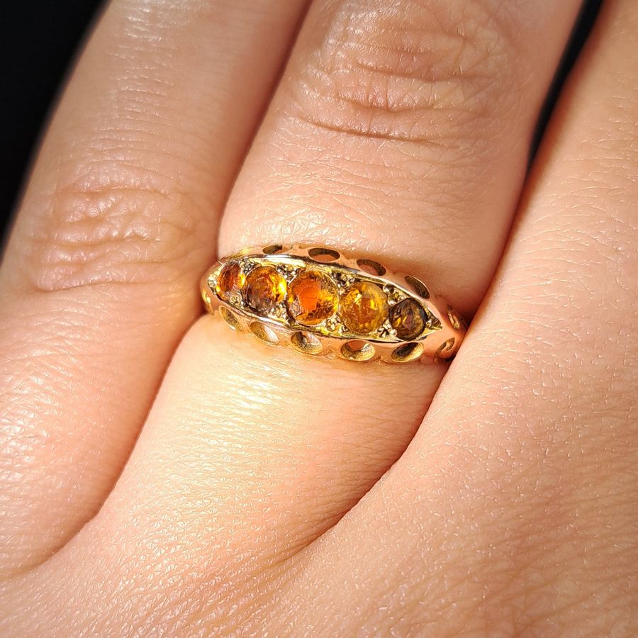 Antique The Antique Edwardian 1905 Citrine Boat Ring