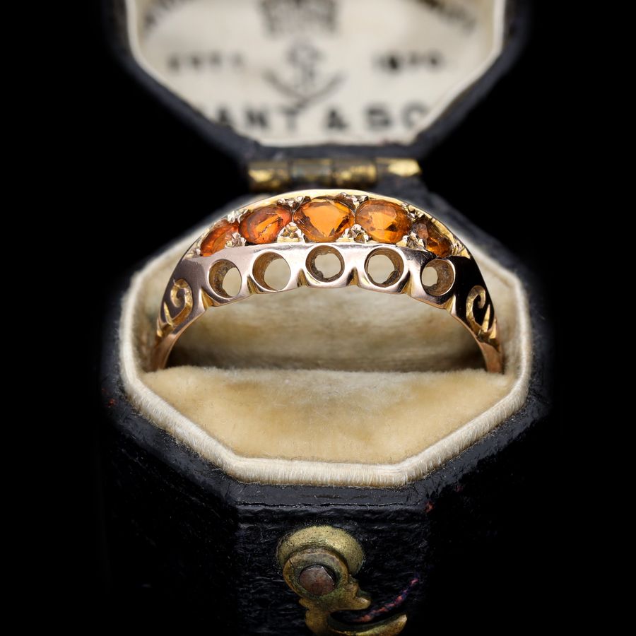 Antique The Antique Edwardian 1905 Citrine Boat Ring