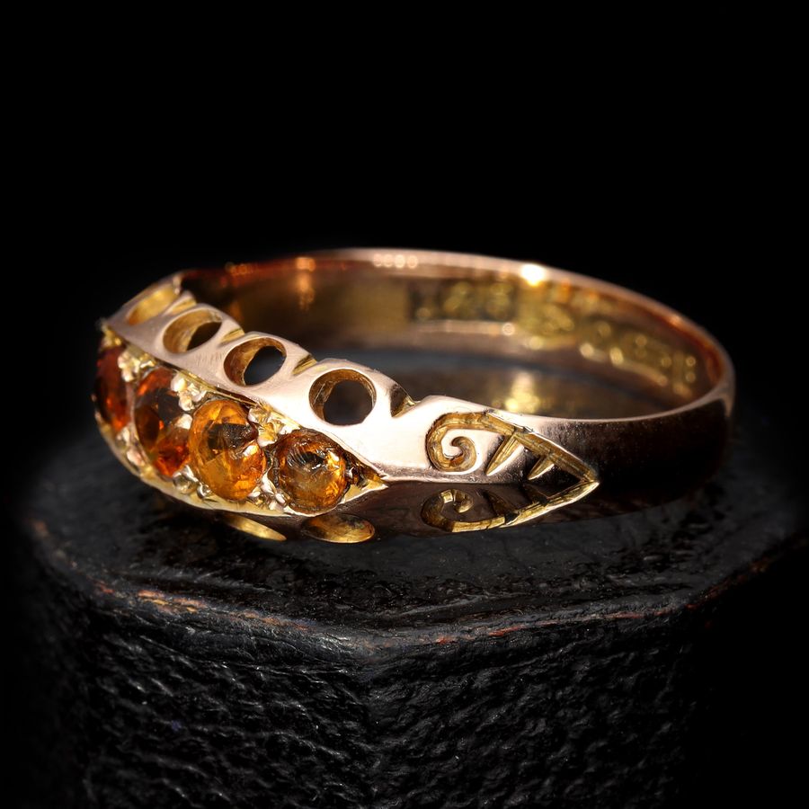 Antique The Antique Edwardian 1905 Citrine Boat Ring