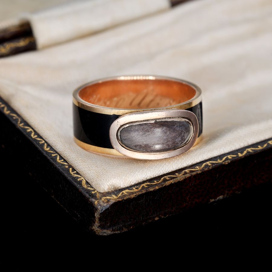 The Antique Georgian Glass Panel Mourning Ring