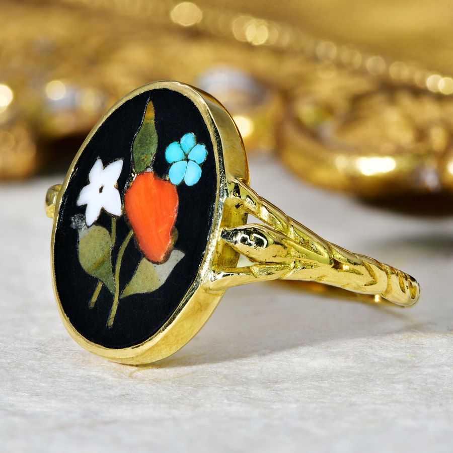 Antique The Antique Georgian Pietra Dura Gemstone Ring