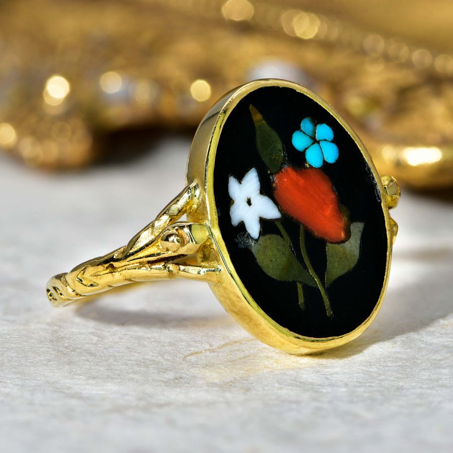 Antique The Antique Georgian Pietra Dura Gemstone Ring