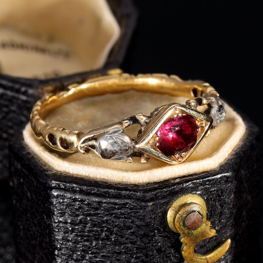 Antique The Antique Georgian Ruby and Rose Cut Diamond Ring