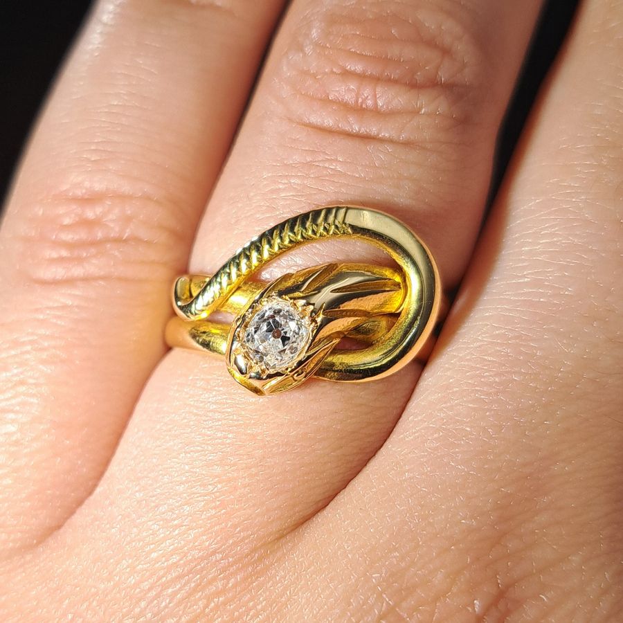 Antique The Antique Old Cut Diamond Coiled Snake Ring