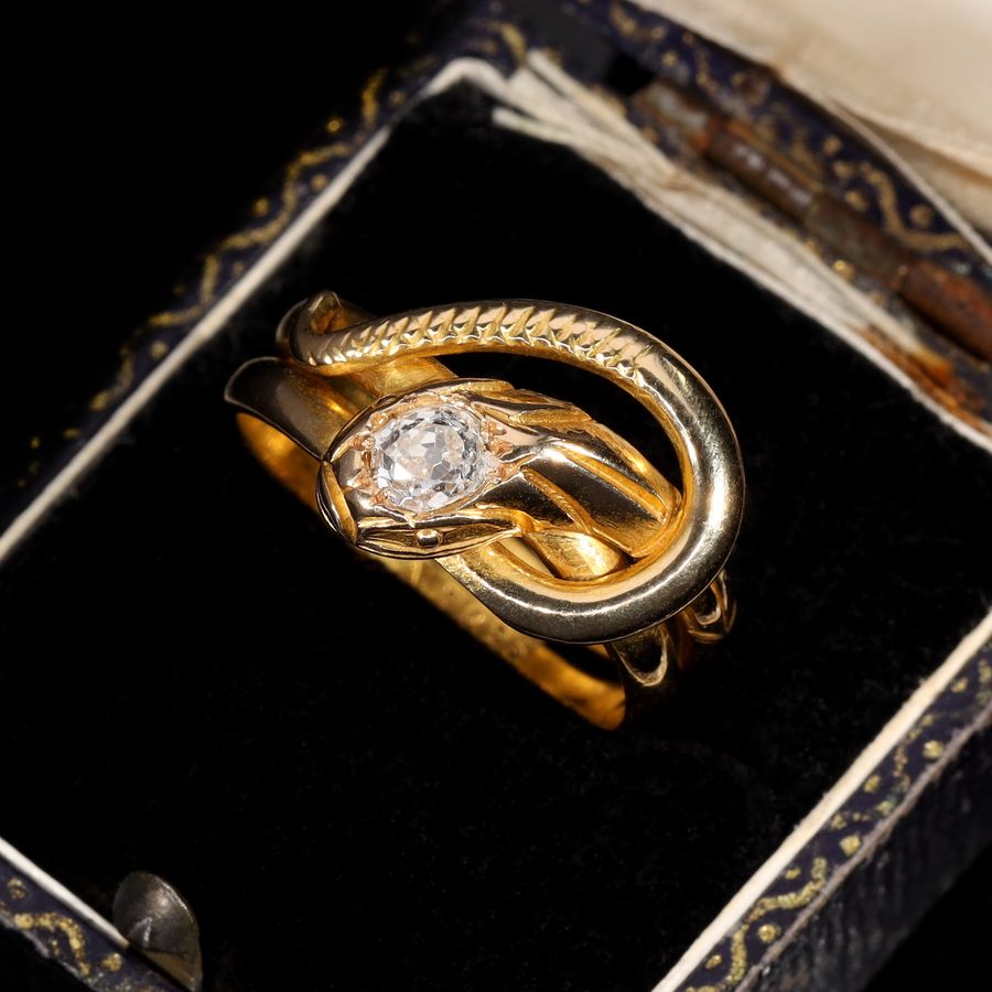 Antique The Antique Old Cut Diamond Coiled Snake Ring