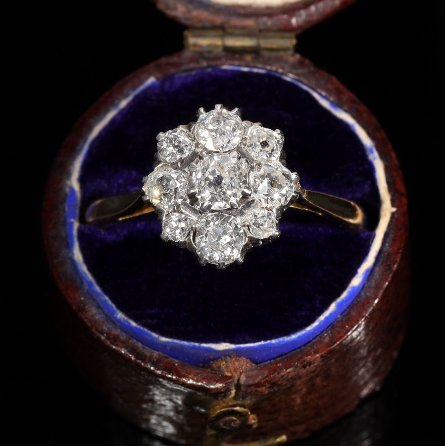 Antique The Antique Old Cut Diamond Elaborate Cluster Ring