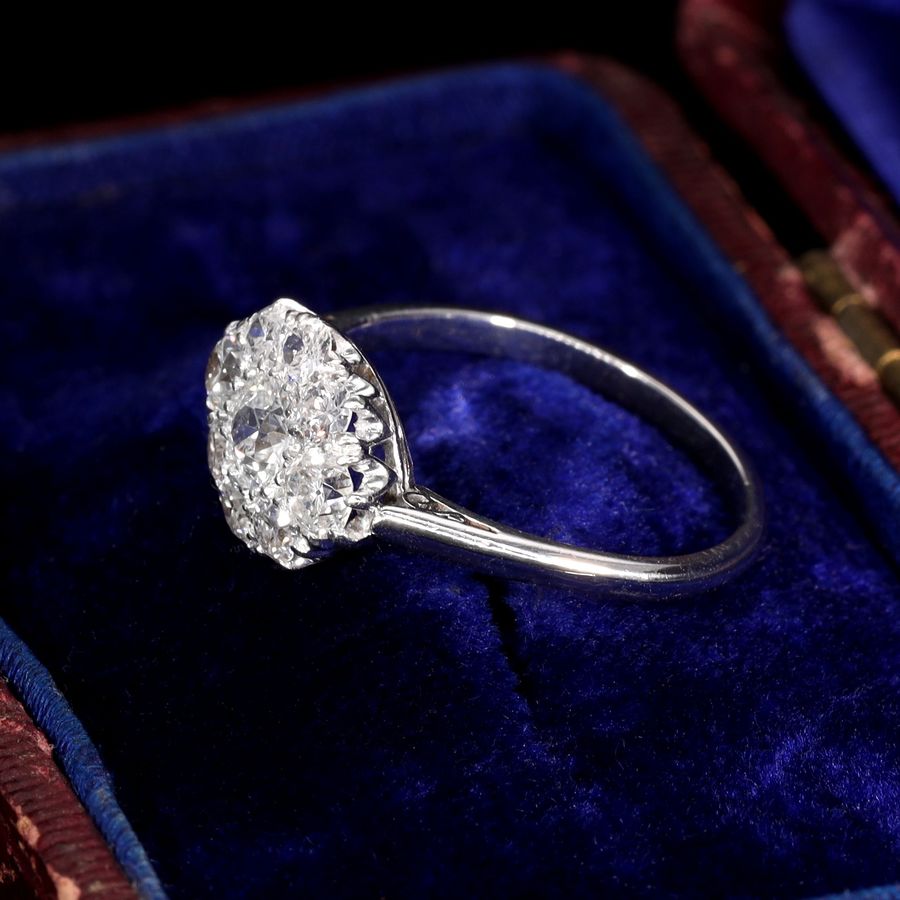 Antique The Antique Platinum Brilliant Cut Diamond Cluster Ring