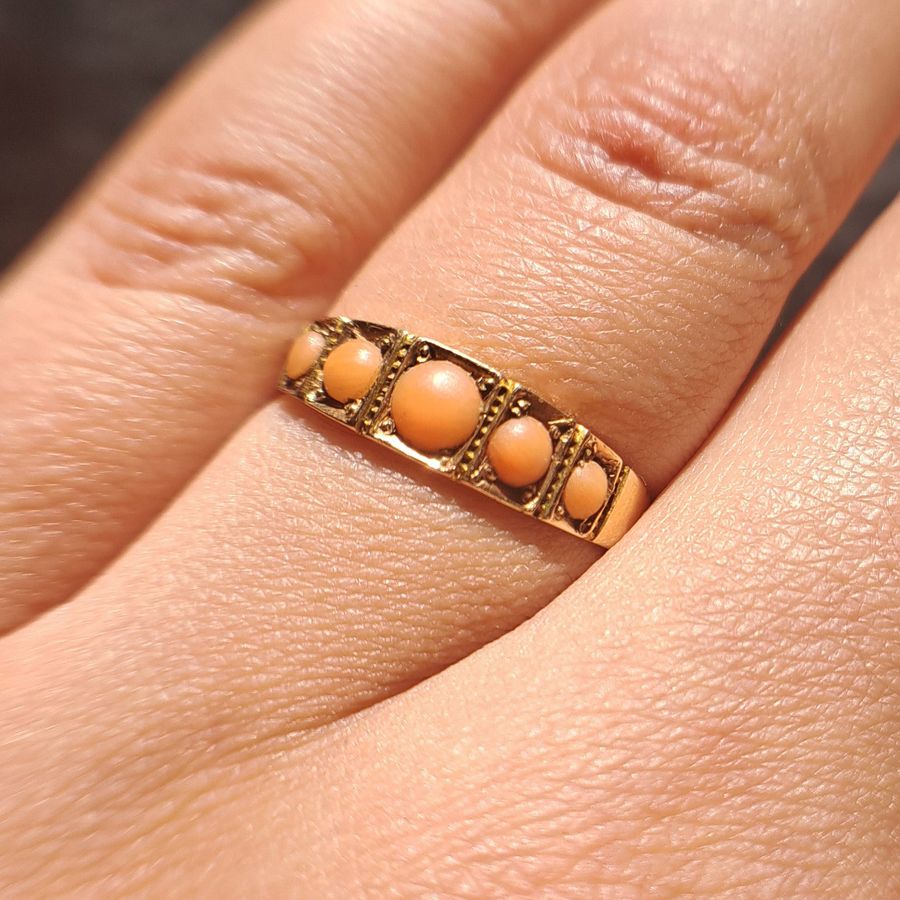 Antique The Antique Victorian 1900 Five Stone Coral Ring