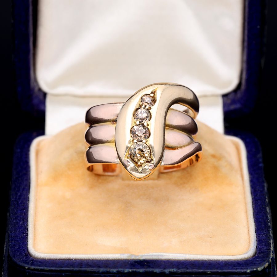 The Antique Victorian Champagne Diamond Snake Ring